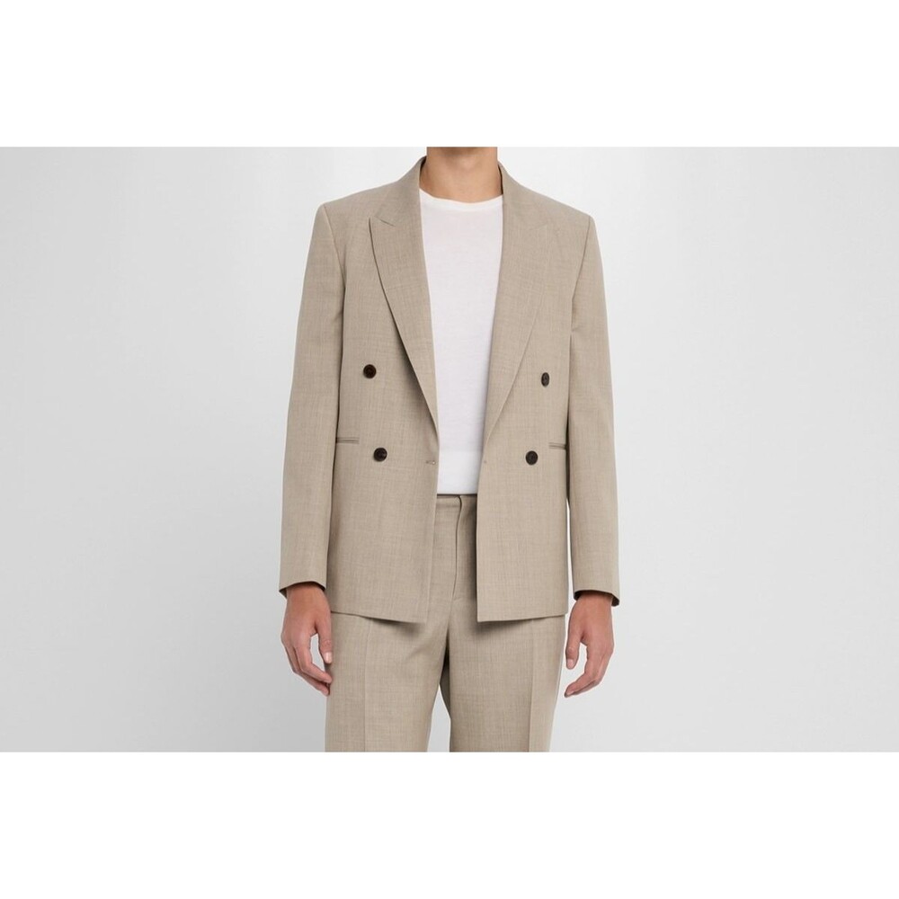 FRAME Suit Jacket Mens Size 40 Tan Khaki Double Breasted Blazer Wool $1298